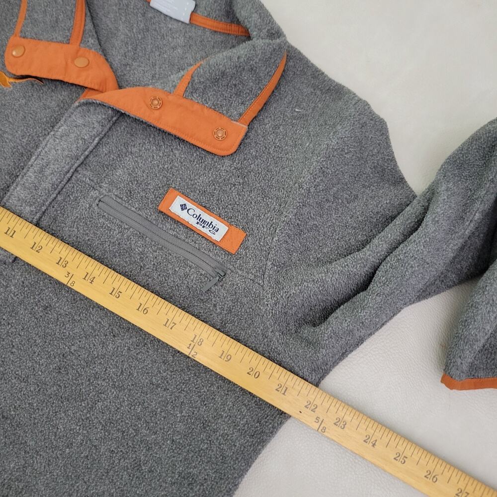 Columbia PFG Texas Longhorns Pullover Mens Small Gray Orange Fleece 1/4 Snap - Picture 7 of 8